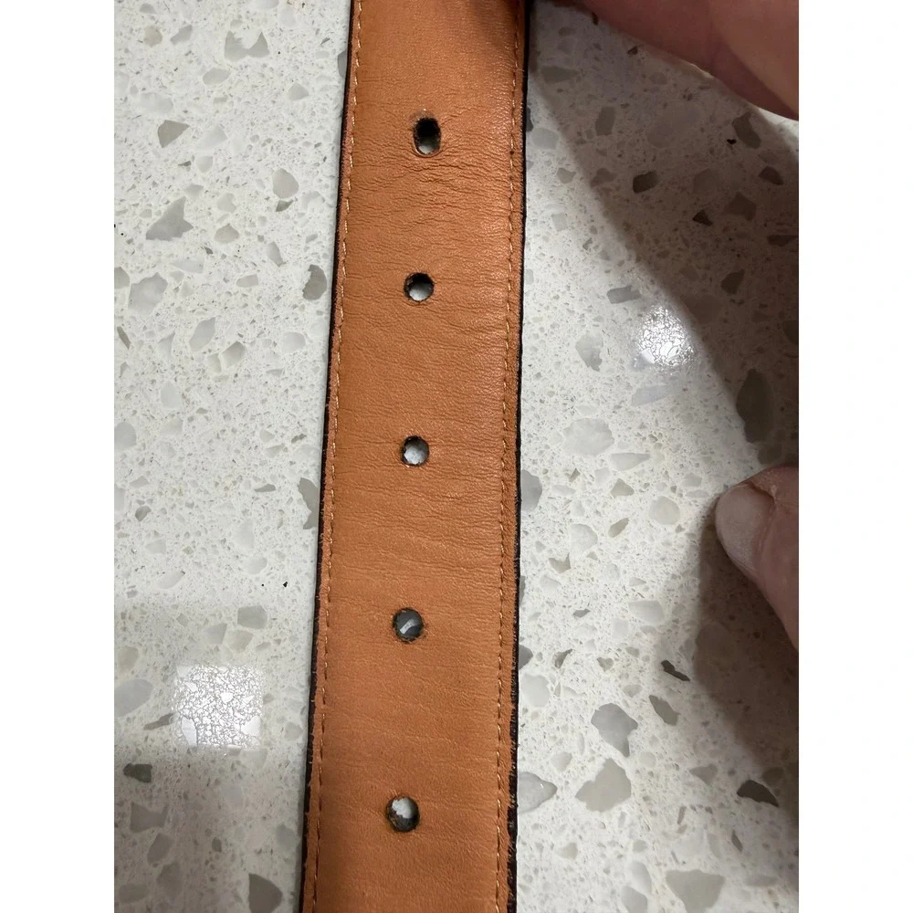 Jos. A. Bank Belt Brown EUC Lizard Embossed Brass Buckle Sz 40